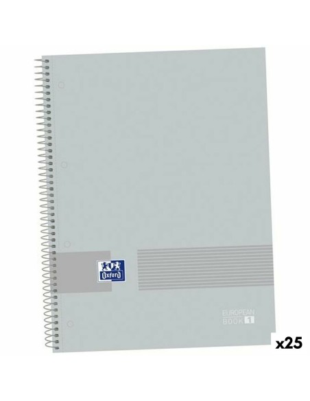 Lot de cahiers Oxford &YOU EUROPEANBOOK Gris A4+ 80 Volets 5 Pièces (25 Unités)