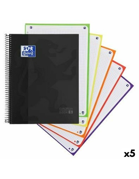 Cahier à Spirale Oxford CLASSIC EUROPEANBOOK Noir A4 120 Volets (5 Unités)