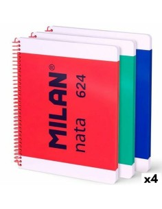 Lot de cahiers Milan Multicouleur A4 80 Volets 3 Pièces (4 Unités)