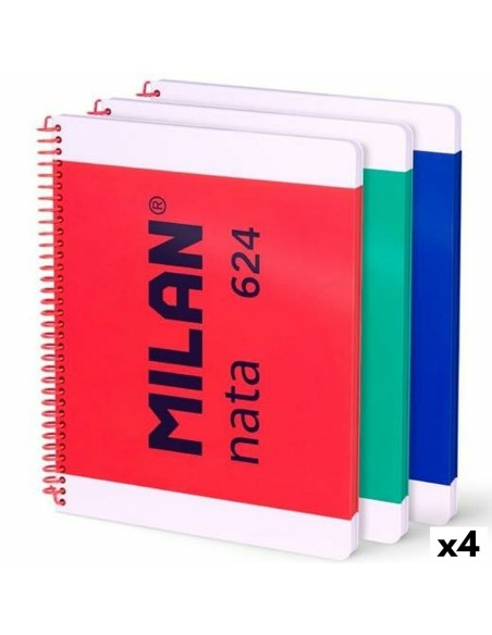 Lot de cahiers Milan Multicouleur A4 80 Volets 3 Pièces (4 Unités)