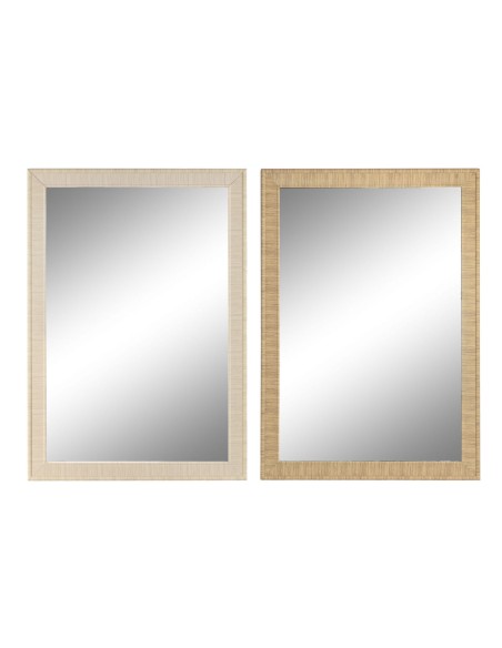 Miroir mural Home ESPRIT Marron Naturel Scandi 93,5 X 2,5 X 134 cm (2 Unités)