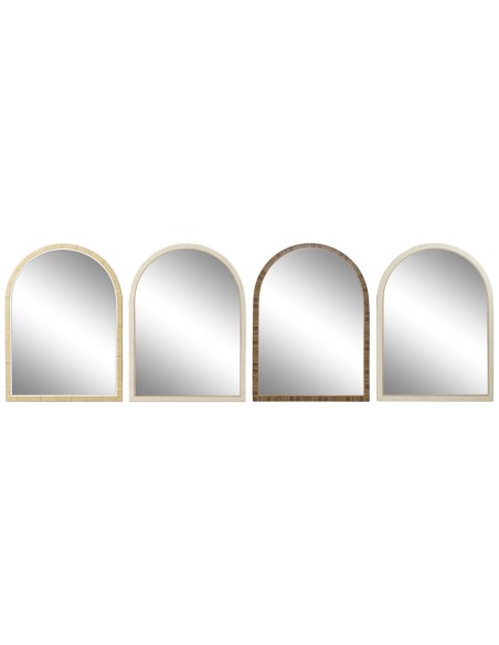 Miroir mural Home ESPRIT Marron Beige Naturel Ivoire Scandi 55 X 2 X 75 cm (4 Unités)