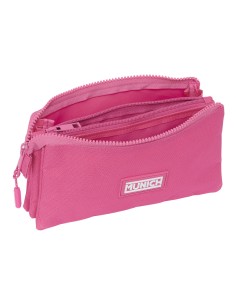 Trousse Fourre-Tout Triple Munich Basic Fuchsia 22 x 12 x 3 cm 2