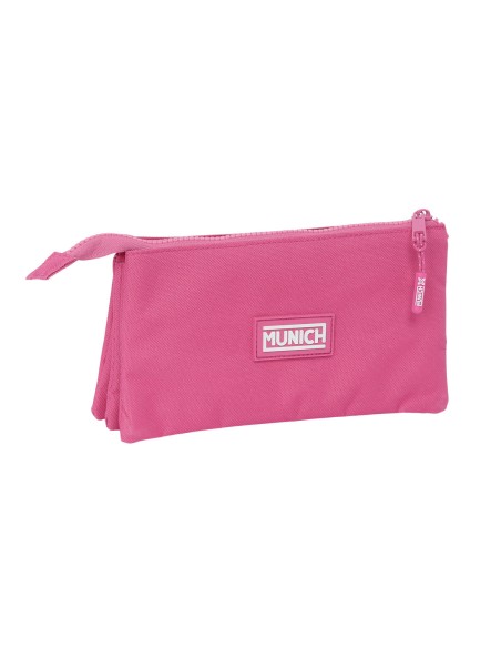 Trousse Fourre-Tout Triple Munich Basic Fuchsia 22 x 12 x 3 cm