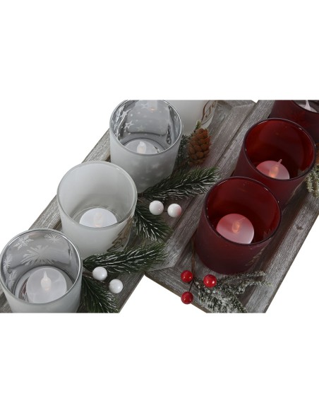 Bougeoirs de Noël Home ESPRIT Blanc Rouge 40 X 9 X 13,5 cm (5 Pièces) (2 Unités)
