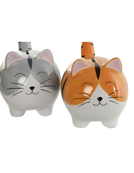 Tirelire Home ESPRIT Dolomite Chat 16 x 11 x 13 cm (2 Unités)