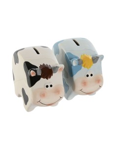 Tirelire Home ESPRIT Dolomite Vache 16 X 7,5 X 12,5 cm (2 Unités)