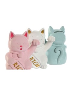 Tirelire Home ESPRIT Résine Chat 12 x 9,5 x 16 cm (3 Unités) 2