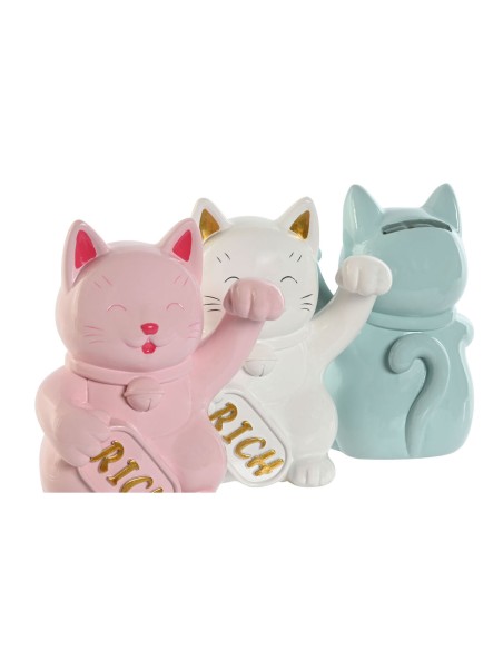 Tirelire Home ESPRIT Résine Chat 12 x 9,5 x 16 cm (3 Unités)