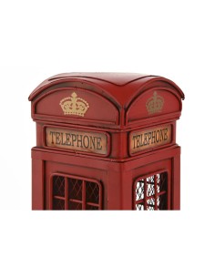 Tirelire Home ESPRIT Métal Vintage Cabine 12 x 12 x 28,5 cm 2