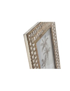 Cadre photo Home ESPRIT Blanc Naturel Verre Bois de manguier Fleur Indien 31,5 x 2 x 36,5 cm 2