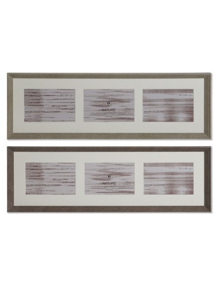 Cadre photo Home ESPRIT Marron Naturel Verre polystyrène Urbaine 56 X 3 X 18 cm (2 Unités)