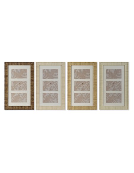 Cadre photo Home ESPRIT Blanc Marron Beige Naturel Verre polystyrène Scandinave 26 X 2 X 44 cm (4 Unités)