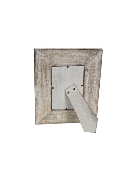Cadre photo Home ESPRIT Blanc Naturel Verre Bois de manguier Indien 21 x 2 x 26,5 cm