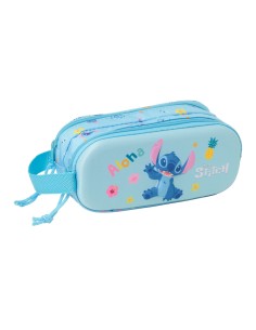 Trousse Fourre-Tout Double Lilo & Stitch Bleu clair 21 x 8 x 6 cm 3D