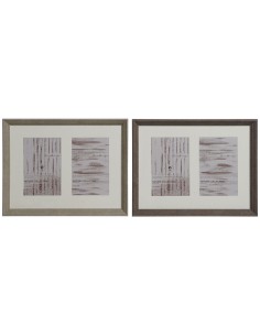 Cadre photo Home ESPRIT Blanc Marron Naturel Verre polystyrène Urbaine 29 X 3 X 23 cm (2 Unités)