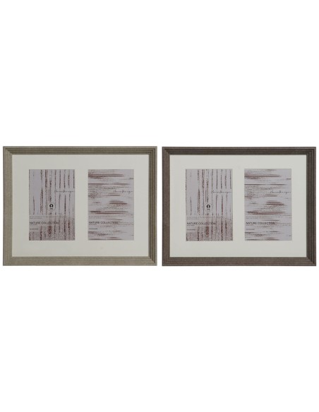 Cadre photo Home ESPRIT Blanc Marron Naturel Verre polystyrène Urbaine 29 X 3 X 23 cm (2 Unités)