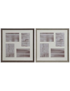 Cadre photo Home ESPRIT Marron Naturel Verre polystyrène Urbaine 34 x 3 x 34 cm (2 Unités)
