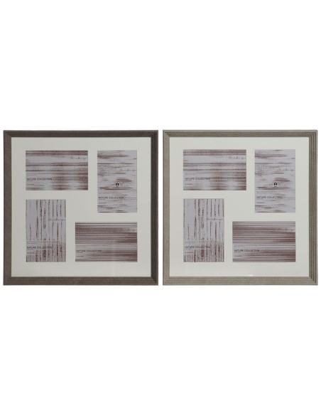 Cadre photo Home ESPRIT Marron Naturel Verre polystyrène Urbaine 34 x 3 x 34 cm (2 Unités)