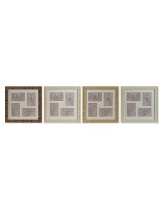 Cadre photo Home ESPRIT Marron Beige Naturel Ivoire Verre polystyrène Scandinave 38 x 2 x 38 cm (4 Unités)