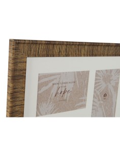 Cadre photo Home ESPRIT Marron Beige Naturel Ivoire Verre polystyrène Scandinave 38 x 2 x 38 cm (4 Unités) 2