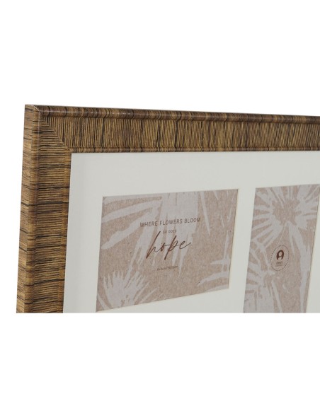 Cadre photo Home ESPRIT Marron Beige Naturel Ivoire Verre polystyrène Scandinave 38 x 2 x 38 cm (4 Unités)