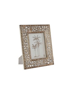 Cadre photo Home ESPRIT Blanc Naturel Verre Bois de manguier Indien 26,5 x 2 x 31,5 cm