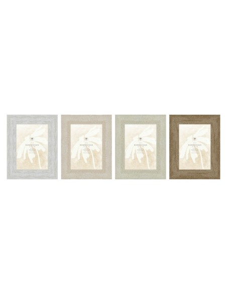 Cadre photo Home ESPRIT Blanc Beige Verre polystyrène Scandi 19 x 2 x 24 cm (4 Unités)