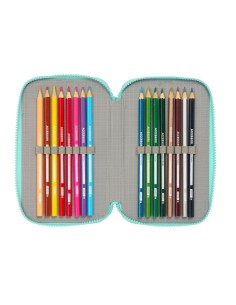 Pochette à crayons triple Vaiana Bleu Beige 12,5 x 19,5 x 5,5 cm 37 Pièces 2