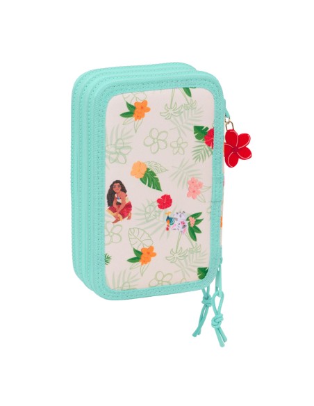 Pochette à crayons triple Vaiana Bleu Beige 12,5 x 19,5 x 5,5 cm 37 Pièces
