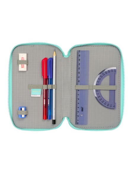 Pochette à crayons triple Vaiana Bleu Beige 12,5 x 19,5 x 5,5 cm 37 Pièces