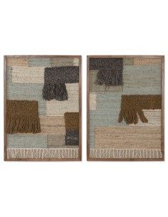 Cadre Home ESPRIT Marron Vert Abstrait Moderne 75 x 3 x 105 cm (2 Unités)