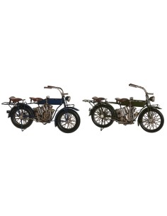 Figurine Décorative Home ESPRIT Bleu Vert Moto Vintage 31 x 8 x 16 cm (2 Unités)