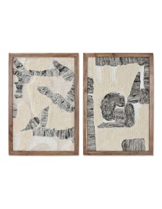 Cadre Home ESPRIT Blanc Gris Abstrait Urbaine 43 x 3 x 63 cm (2 Unités)