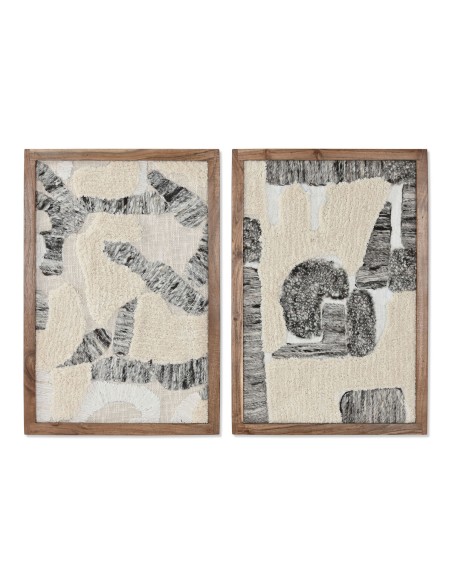 Cadre Home ESPRIT Blanc Gris Abstrait Urbaine 43 x 3 x 63 cm (2 Unités)