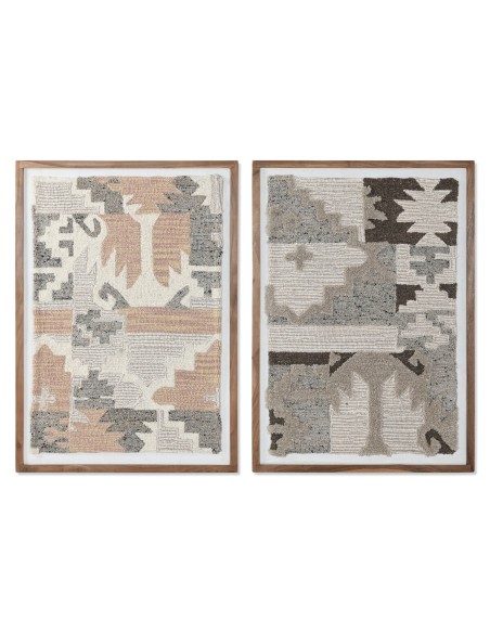 Cadre Home ESPRIT Marron Beige Abstrait Indien 75 x 3 x 105 cm (2 Unités)