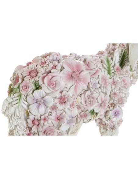 Figurine Décorative Home ESPRIT Blanc Multicouleur Fleurs 34 X 13,5 X 18,5 cm (2 Unités)