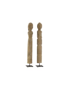 Figurine Décorative Home ESPRIT Naturel 7,5 x 7,5 x 50 cm Statue (2 Pièces)