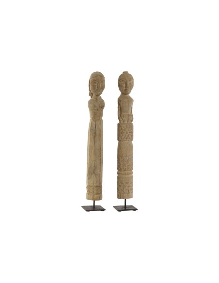 Figurine Décorative Home ESPRIT Naturel 7,5 x 7,5 x 50 cm Statue (2 Pièces)
