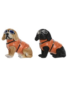 Figurine Décorative Home ESPRIT Marron Noir Naturel Chien Loft 31 X 24 X 29 cm (2 Unités)