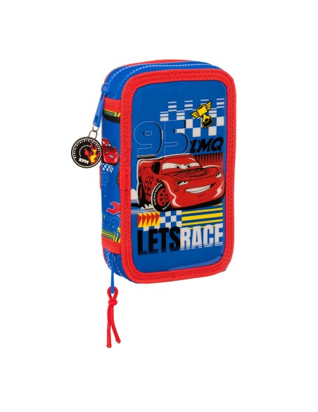 Plumier double Cars Race ready Bleu 12.5 x 19.5 x 4 cm (28 Pièces)