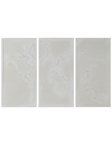 Décoration murale Home ESPRIT Blanc Moderne Mappemonde 180 x 4 x 120 cm (3 Pièces)