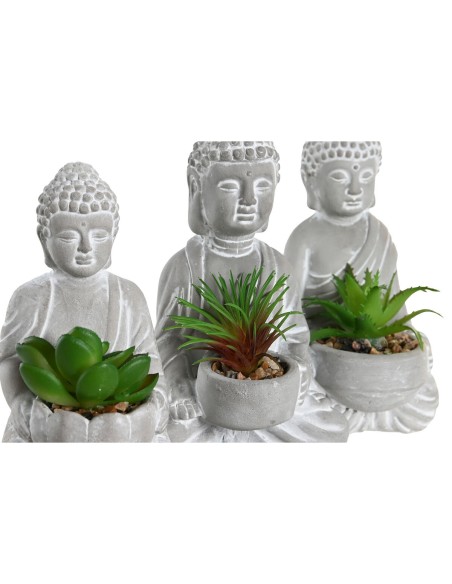 Plante décorative Home ESPRIT Polyéthylène Ciment Buda Oriental 10,5 x 8 x 16 cm (3 Unités)