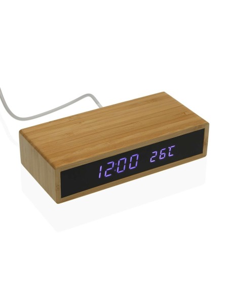 Pendule Réveil Versa Bambou Minimaliste 7,3 x 3,5 x 16 cm