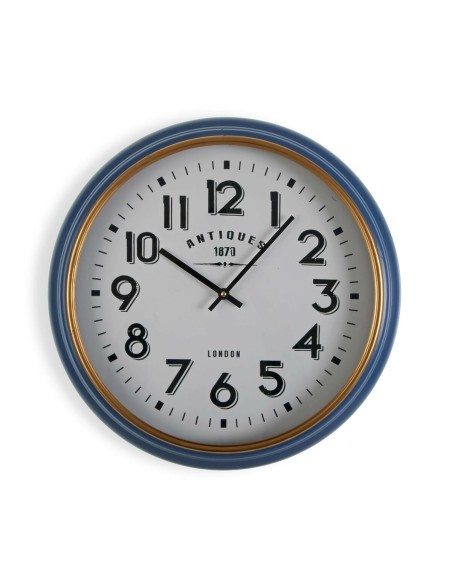 Horloge Murale Versa Antiques Bleu Doré Bois MDF Bois MDF/Métal 5,8 x 42 cm