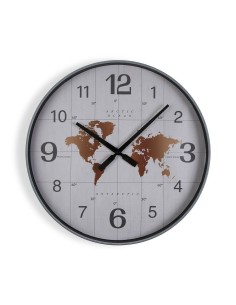 Horloge Murale Versa Métal Mappemonde 4,7 x 50,8 x 50,8 cm