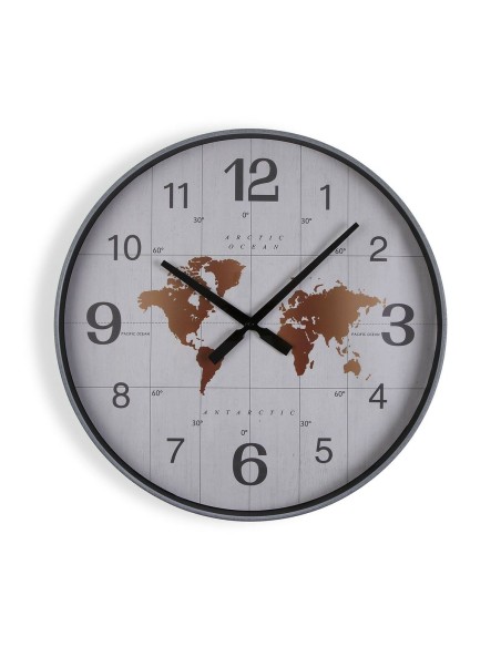 Horloge Murale Versa Métal Mappemonde 4,7 x 50,8 x 50,8 cm
