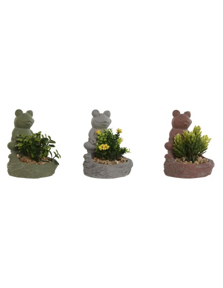 Plante décorative Home ESPRIT Polyéthylène Ciment Grenouille 9 x 9 x 13 cm (3 Unités)