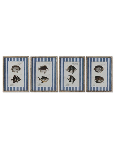 Cadre Home ESPRIT Bleu Poisson 40 X 2,5 X 55 cm (4 Unités)