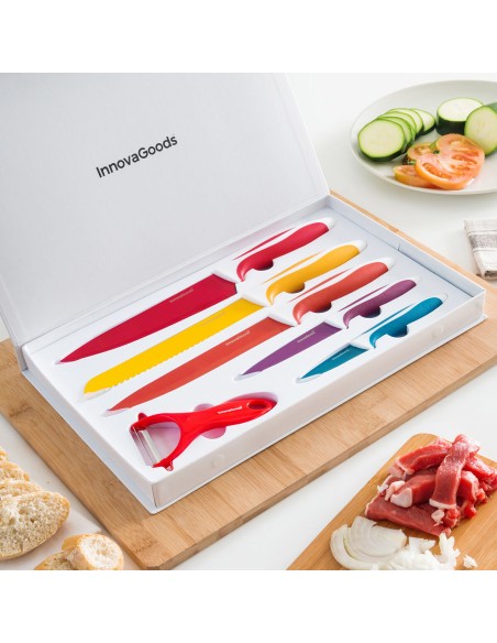 Ensemble de Couteaux en Céramique et Éplucheur Knoolvs InnovaGoods 6 Pièces